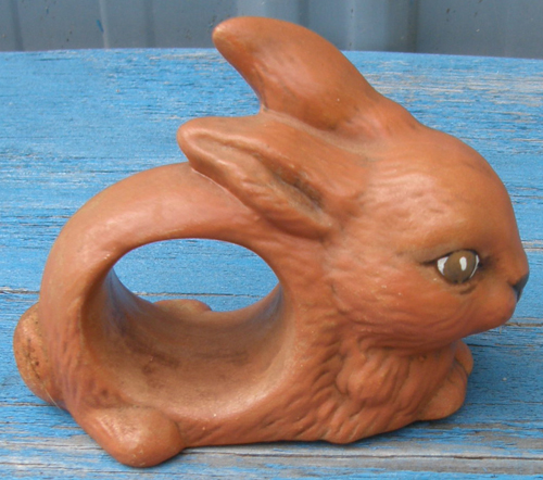 Ceramic Rabbit Napkin Ring China Bunny Napkin Ring Napkin Holder Souveiner ARBA Convention OH 1986