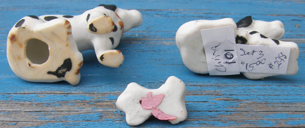 Vintage Japan Mini Bone China Black & White Dalmatian Family Puppy Dog Figurines Miniature Dalmatian Dogs