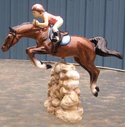 Vintage Hagen Renaker #3326 Jumping Horse Bay Jumper with Stone Wall HR Specialty Mini China Horse Ceramic Horse Figurine