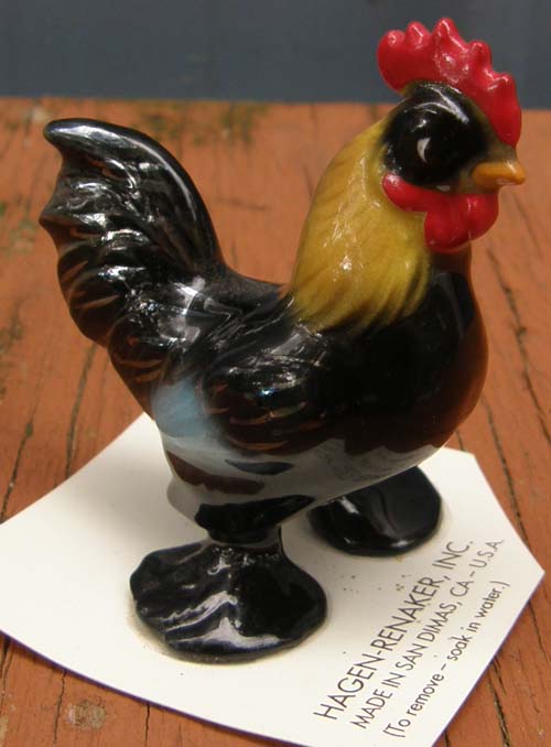 Vintage Hagen Renaker #3241 Banty Rooster Bantie Rooster Bantum Chicken HR Mini China Ceramic Rooster Chicken Figurine