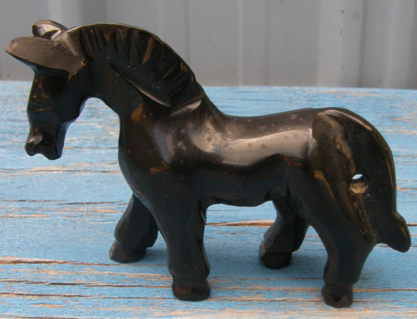 Vintage Onyx Horse Figurine Carved Stone Horse Figurine Black Stone Fettish
