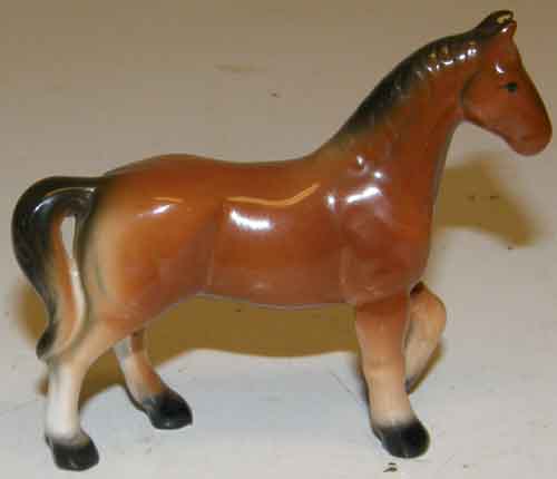 Vintage Japan Bone China Glossy Brown Horse Figurine Taiwan