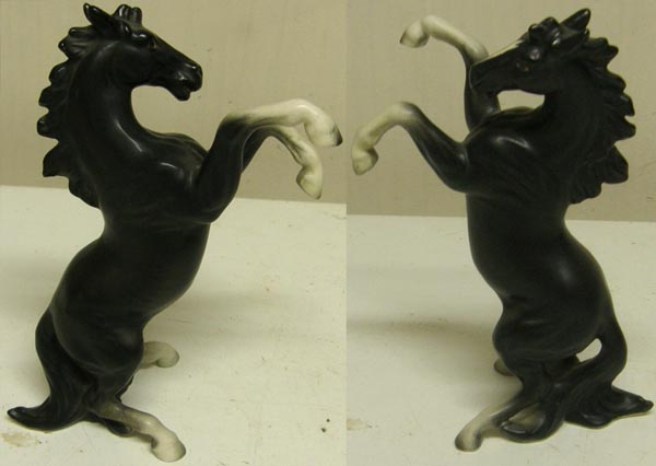 Vintage Napco Japan China Rearing Horse Figurine Black