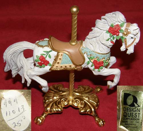 Design Quest Carousel Horse China Horse Figurine on Gold Metal Base