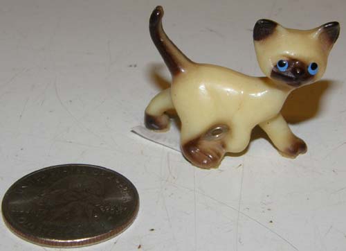 Vintage Hard Plastic Siamese Cat Miniature Hagen Renaker Copy Siamese Kitten Figurine