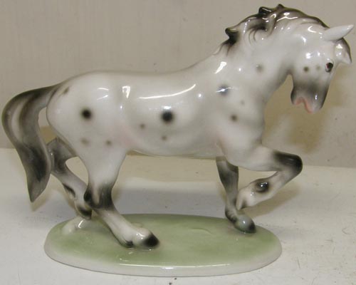 Vintage Ebeling & Reuss E&R Golden Crown Wein Keramos Prancing Appaloosa Horse Figurine Austria China App On Base