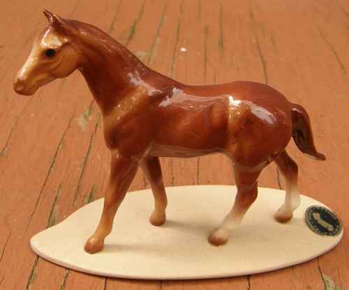 Vintage Hagen-Renaker #2012 Quarter Horse On Base QH HR Mini China Horse Figurine