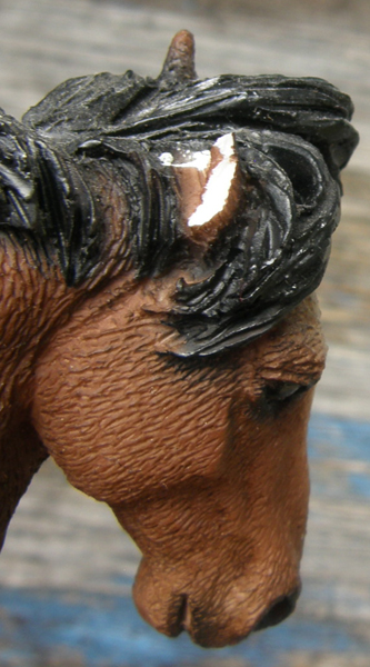 Vintage Castagna Mustang Rearing Horse Figurine on Base Resin Porcelain China Dark Bay Horse Figurine