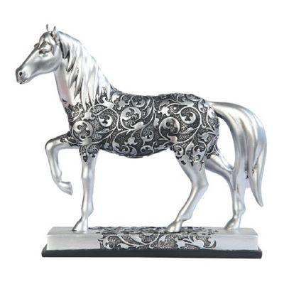FC Design Decorative Carved Silver Horse Figurine On Base