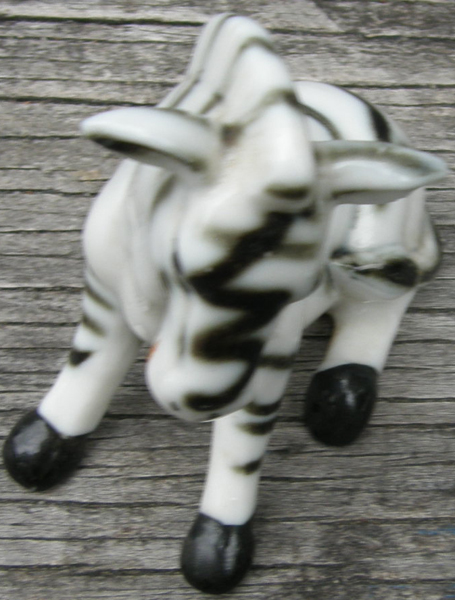 Vintage? China Sitting Zebra Figurine Glossy Bone China Seated Zebra