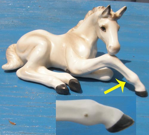 Old Hagen Renaker Lying White Arabian Mini Foal Seconds