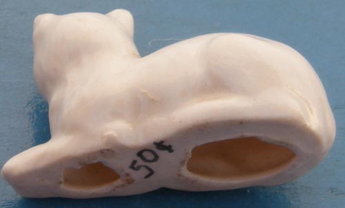 Vintage Japan Mini Bone China White Lying Kitty Cat Kitten Figurine Miniature