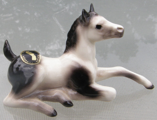 Vintage Hagen-Renaker #3295 #A-3295 Pinto Colt Lying Black Pinto Mini HR China Horse Figurine