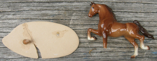 Vintage Hagen-Renaker #2009 Morgan Horse On Base Bay Lippitt Morgan HR Mini China Horse Figurine