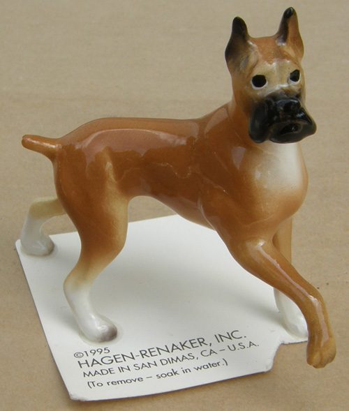 Vintage Hagen Renaker #3302 Boxer Mama Style Two Prancing Boxer HR Mini China Ceramic Dog Figurine