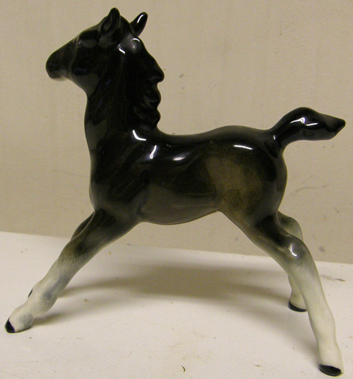 Vintage China Horse Beswick Stretched Foal Black Porcelain Horse Figurine