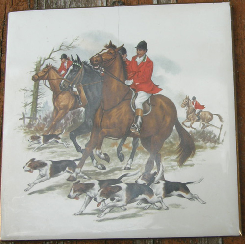 Vintage Fox Hunting Horse Decorative Tile English Horse & Hound Ceramic Tile Trivit Wall Hanging Decor