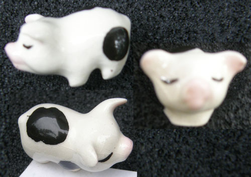 Vintage Hagen-Renaker #823 Piglet Standing Black/White Hog HR Mini China Pig Figurine