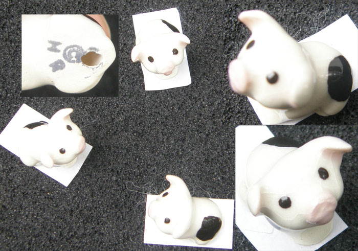 Vintage Hagen-Renaker #824 Piglet Seated Black/White Hog HR Mini China Pig Figurine