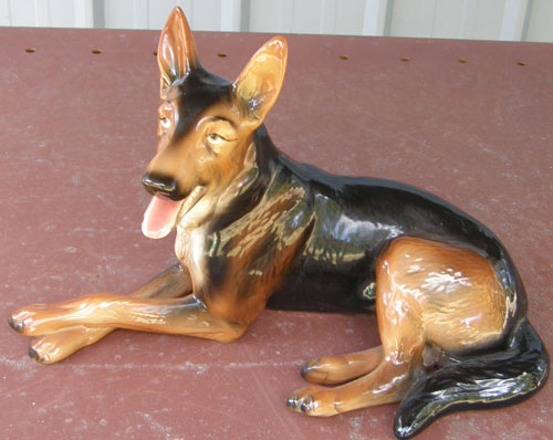Vintage Ceramica De Cuernavaga German Shepherd Figurine Porcelain German Shepherd Dog Lying Mexico SA de CV China German Shepherd Pottery