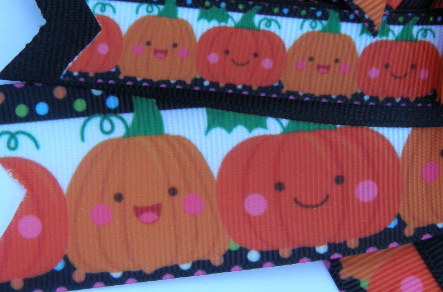 Bridle Path Bows Horse Show Bows Childrens Hair Ribbons Hair Bows Showbows Happy Pumpkin Jack O'Lantern Pattern/Black