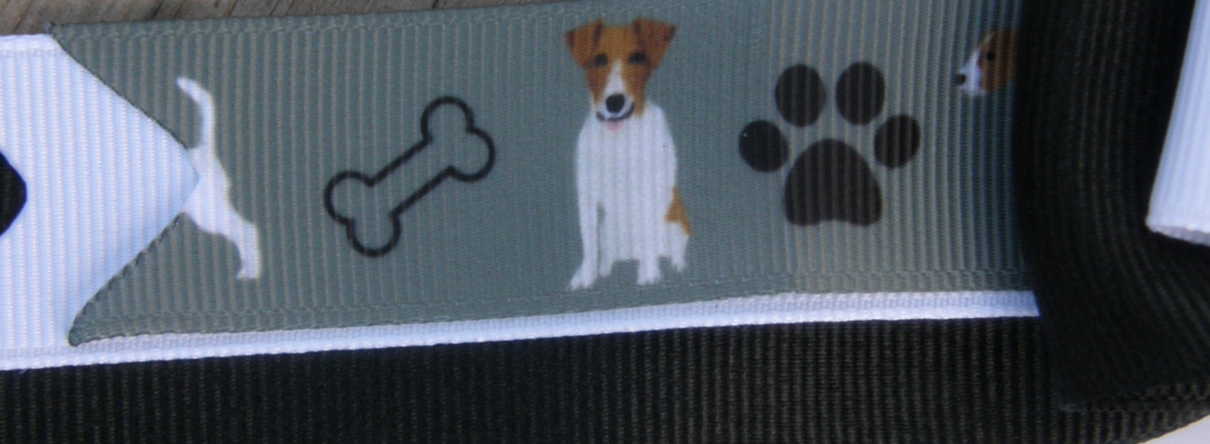 Bridle Path Bows Horse Show Bows Childrens Hair Ribbons Hair Bows Showbows Black/White/Jack Russell Dog Bone Pattern