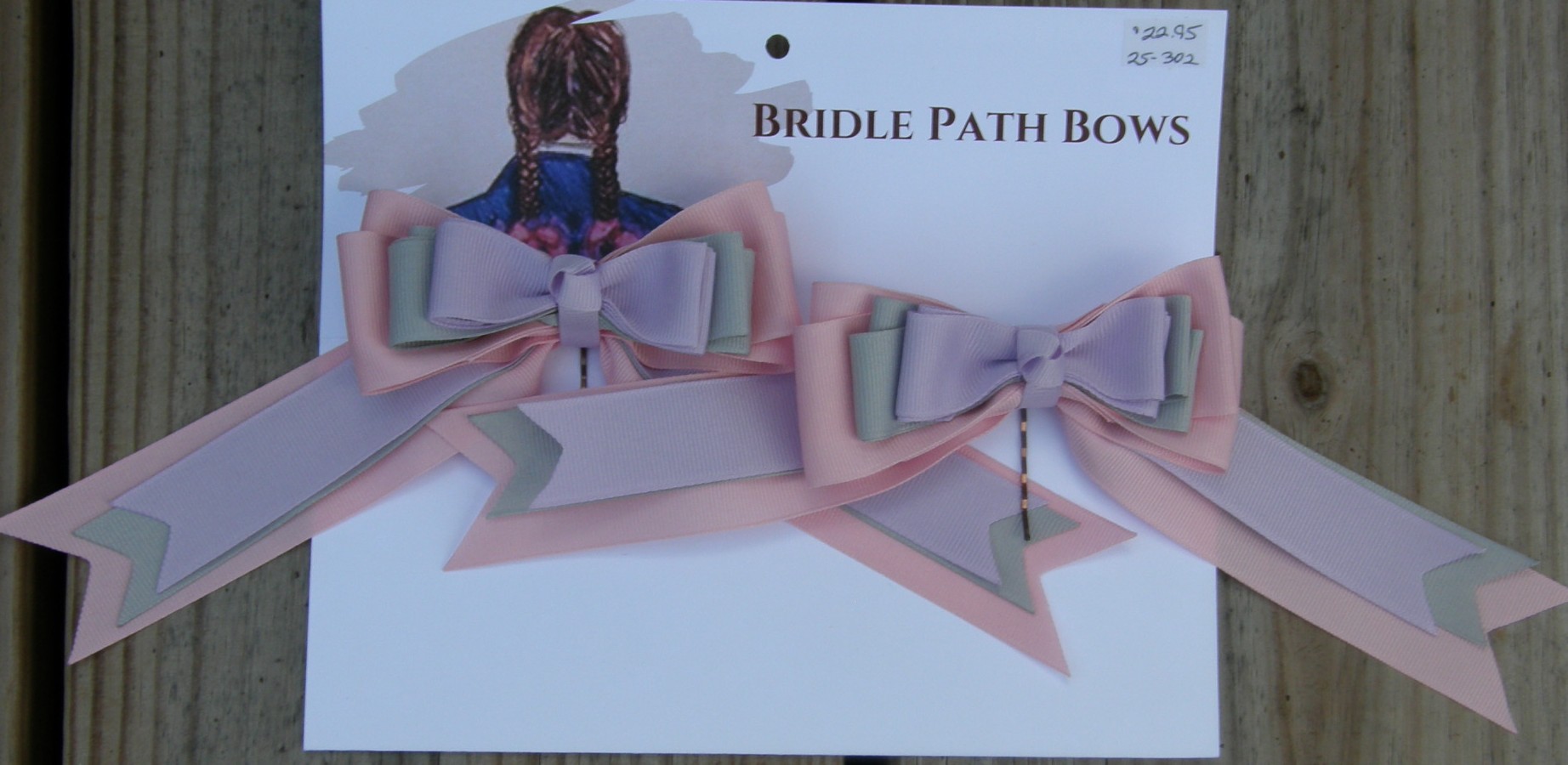 Bridle Path Bows Horse Show Bows Childrens Hair Ribbons Hair Bows Showbows Lt Pink/Grey/Lavender