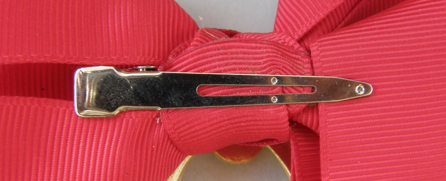 Hair Bow Hair Clip Hair Barrette Red/Gold Horse Head