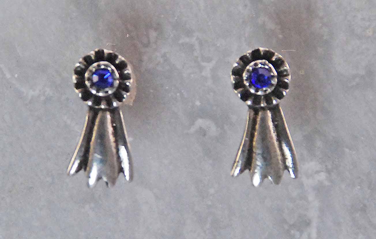Rosette Ribbon Earrings Horse Show Blue Ribbon Pierced Earrings