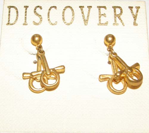 Miller's Full Cheek Snaffle Bit Earrings Dangle Horse Snaffle Bit Pierced Earrings Gold