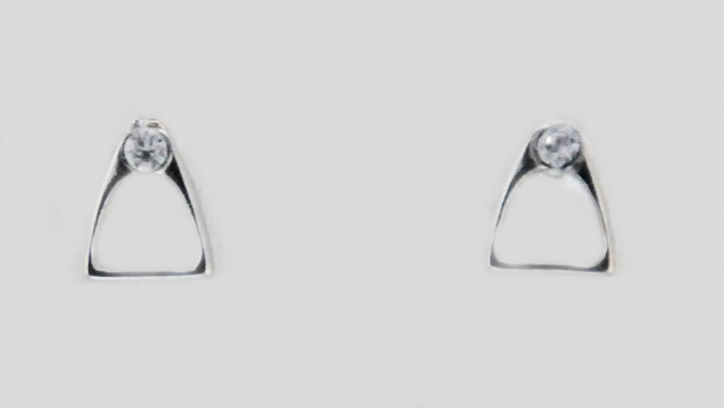 Mini English Stirrup With Czech Crystal Stone Earrings Retro Silver Stirrup Pierced Earrings