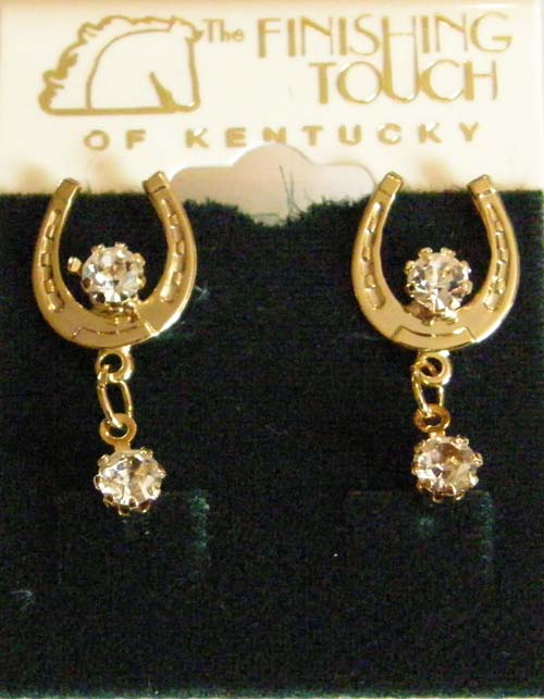 Horseshoe Dangle Crystal Earrings Pierced Horse Shoe Earrings
