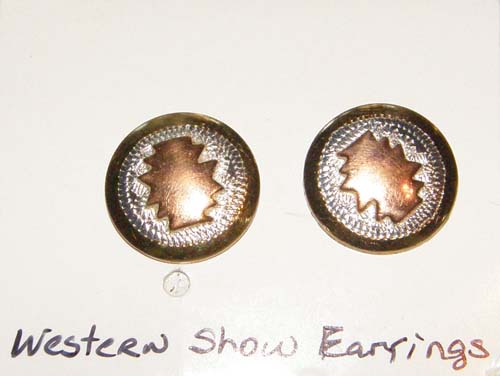 Western Design Engraved Concho Pierced Earrings Horse Show Earrings