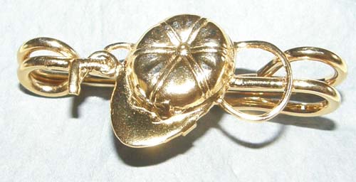 Stock Pin Gold Tone Safety Pin English Helmet Hunt Cap & Whip Horse Stock Pin