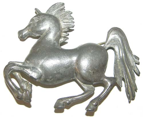 Vintage Silver Metal Horse Pin Brass Galloping Horse Brooch