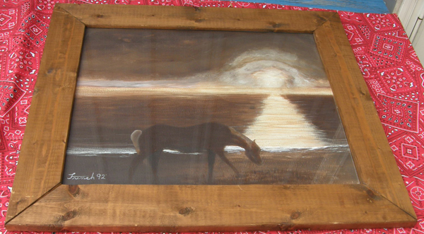 Assateague Pony Wild Ponies Sunrise Sunset on Marsh Chincoteague Pony Horse Framed Artwork French