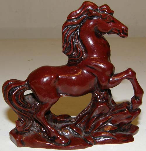 Mahogany Wood Woodgrain Look Resin Prancing Horse Figurine