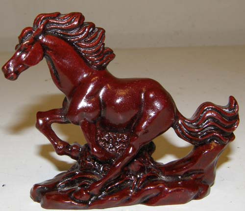 Mahogany Wood Woodgrain Look Resin Running Horse Figurine