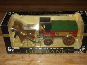 ERTL Draft Horse Team & Wagon Die Cast Metal Collectible Gift Bank Coin Bank Happy Holidays