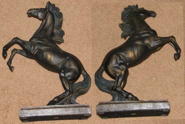 Rearing Horse Figurine on Base Antique Bronze Finish Rearing Stallion Statue