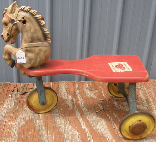 Vintage 3 Wheeled Horse Childs Riding Toy Horse Head Tricycle Antique Childs Pedal Car