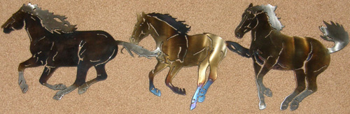 Esther Benedict Sculptures Custom Horse Metal Wall Art Metal Horse Plaque Sign Running Horses Wall Sculpture Metal Art
