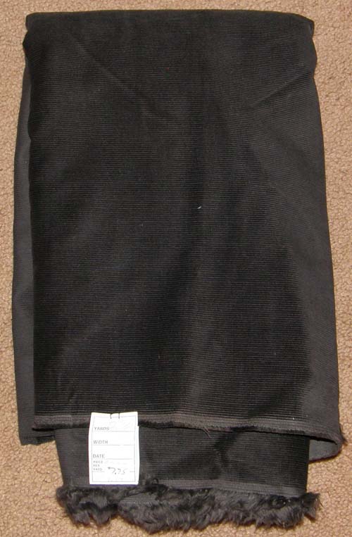Black Corduroy Fabric Cotton/Poly Dress Material Remnant