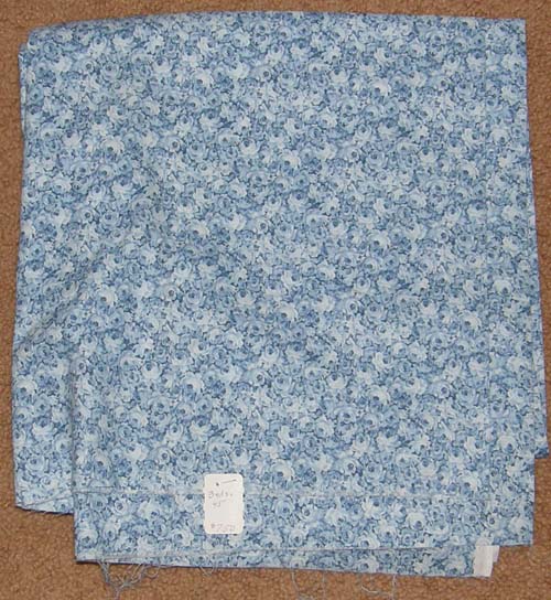 Blue Floral Print Fabric Cotton/Poly Dress Material Remnant