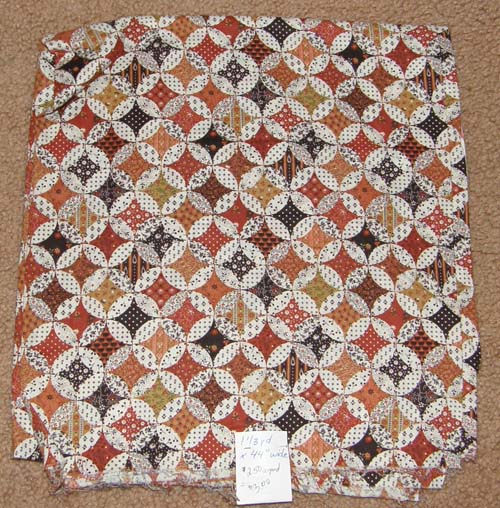 Rust & Brown Calico Print Fabric Cotton/Poly Dress Material Remnant