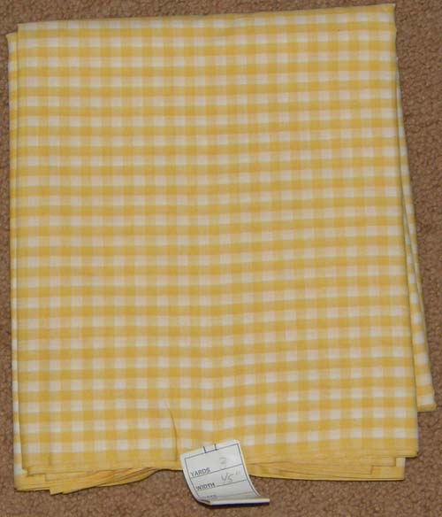 Yellow Gingham Print Fabric Cotton/Poly Dress Material Remnant