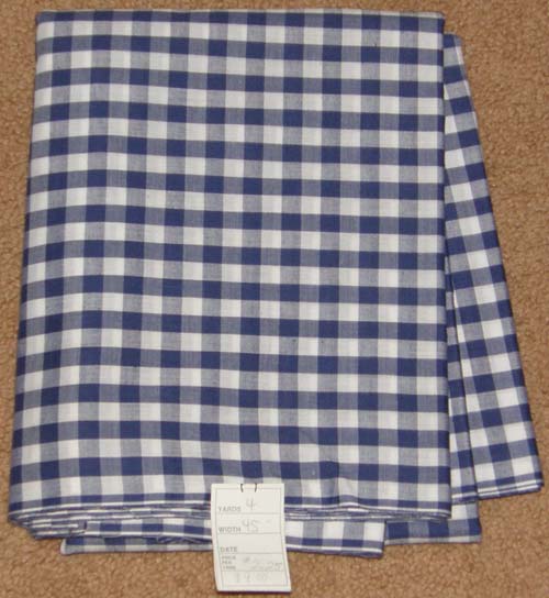 Navy Blue Gingham Print Fabric Cotton/Poly Dress Material Remnant