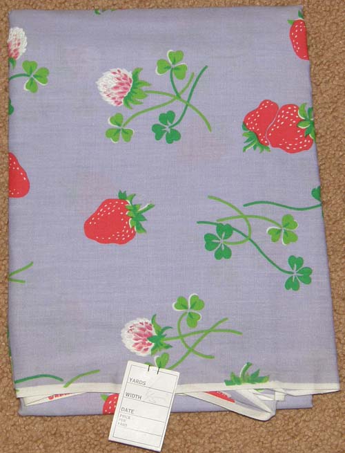 Strawberry & Clover Floral Print on Lavender Fabric Cotton/Poly Dress Material Remnant