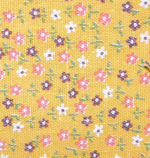 Floral Print on Yellow Fabric Cotton/Poly Dress Material Calico Material Remnant