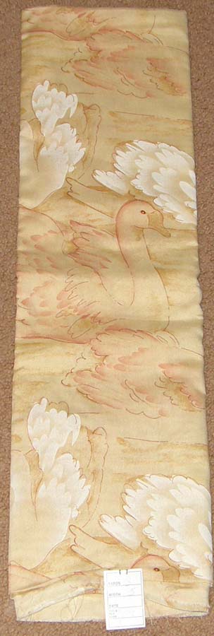 Earthtone Swan Print Fabric Cotton/Poly Dress Material Goose Print Material Remnant